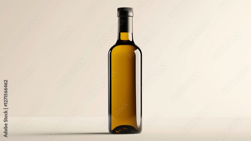 Olive oil glass bottle isolated on white background , Mockup Olive oil glass bottle isolated on white background , Mockup