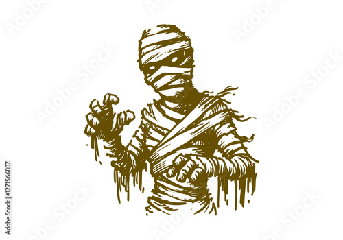 Mummy hand drawn sketch vector