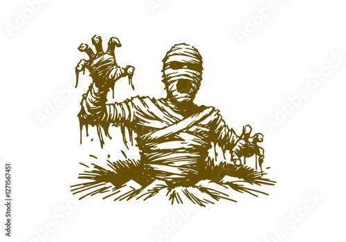 Mummy hand drawn sketch vector