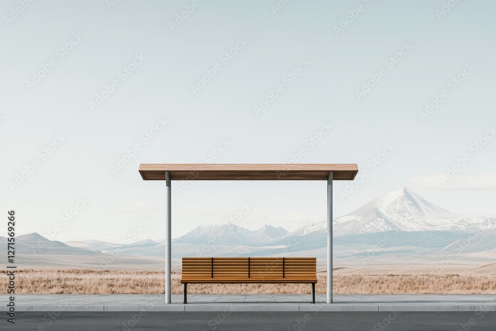 Traveling through time a simple rural bus stop countryside photograph serene landscape reflective perspective nostalgic concept Traveling through time a simple rural bus stop countryside photograph serene landscape reflective perspective nostalgic concept