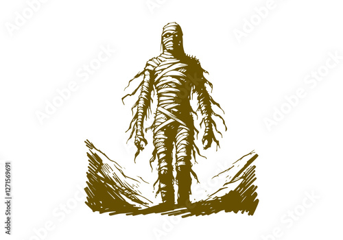 Mummy hand drawn sketch vector