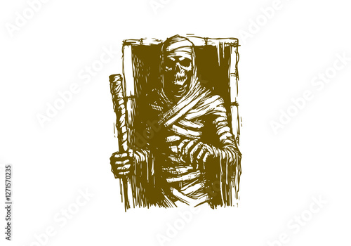 Mummy hand drawn sketch vector