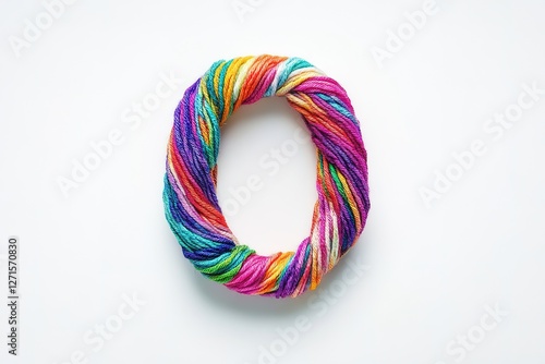 Wallpaper Mural Vibrant Yarn Letter O: Colorful Knitted Alphabet, Handcrafted Font, Rainbow Texture, Bohemian Style, Woven Letter, Colorful Thread, Craft Design Element, Textured Letter O, Yarn Art, Knitting Pattern, Torontodigital.ca