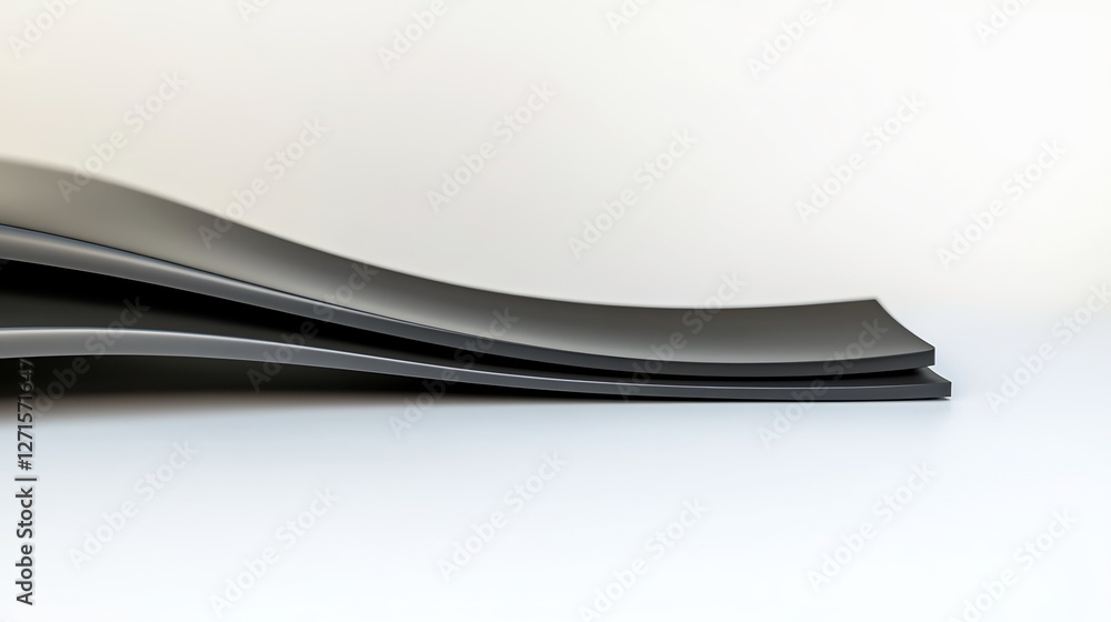 Elegant grey curves softly flowing on white background. AI Generated Elegant grey curves softly flowing on white background. AI Generated