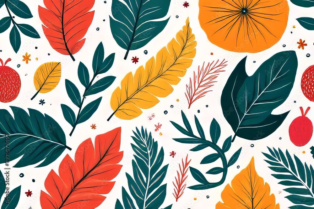 Vibrant Tropical Leaf Pattern Design for Home Decor Vibrant Tropical Leaf Pattern Design for Home Decor