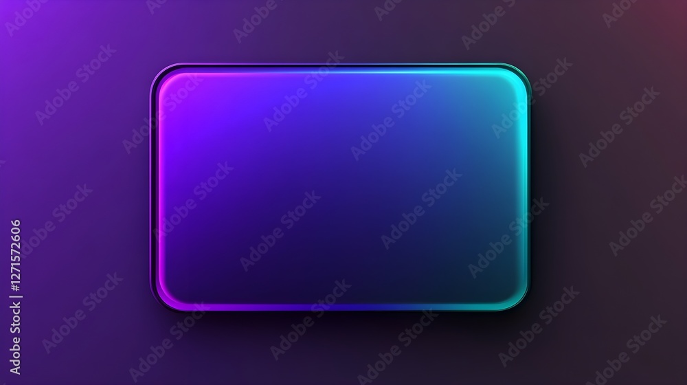 
A glowing blue rectangle with neon light border, rounded corners and light effects on a simple and plain dark background.