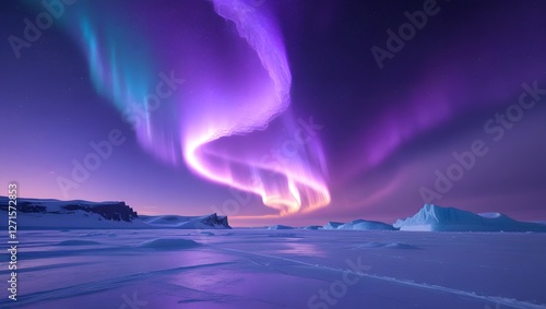Wallpaper Mural Majestic Aurora Borealis Dancing Over Snowy Antarctica Landscape at Night Torontodigital.ca