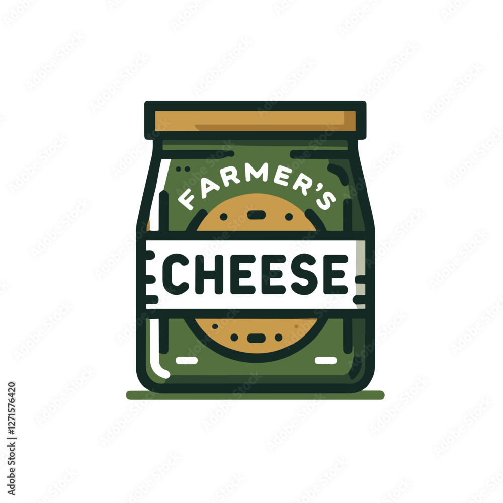 Naklejka premium Eco packaging with farmer cheese icon, colored PNG for organic food and sustainable farming