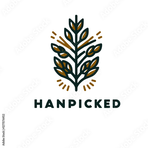 Handpicked plant with label icon, colored PNG for organic farming and fresh produce
