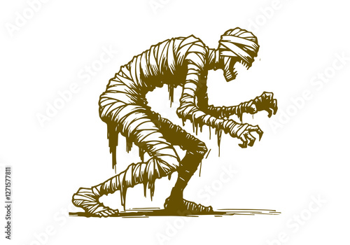 Mummy hand drawn sketch vector