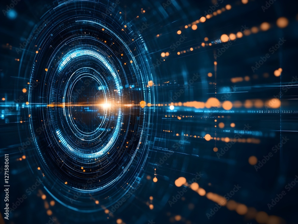 Fototapeta premium Digital background perfect for tech processes, neural networks, artificial intelligence, data transfer and encryption, digital archives, sound and graphic presentations, science, education, etc.