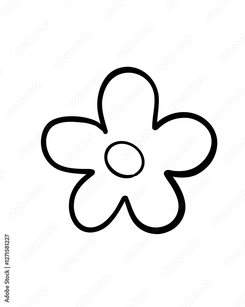Hand drawn cute flower.Doodle flower vector. Hand drawn cute flower.Doodle flower vector.