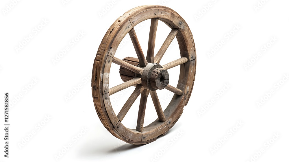 Old wooden wheel isolated on white background Old wooden wheel isolated on white background