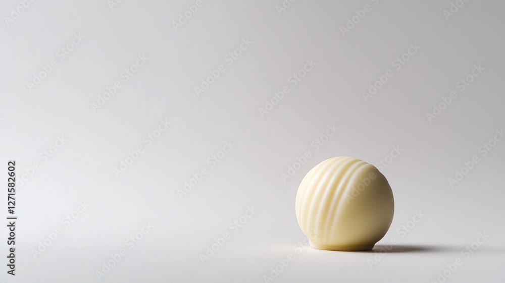 Smooth white spherical chocolate, minimalist design, symbolizing White Day, marshmallows, and chocolate Smooth white spherical chocolate, minimalist design, symbolizing White Day, marshmallows, and chocolate