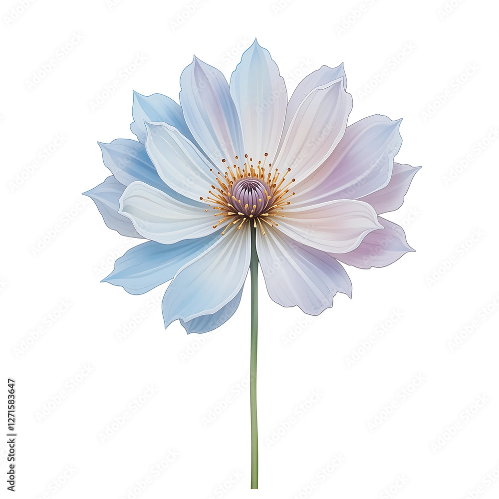 Obraz premium Watercolor cosmos flower in soft pastel colors Isolated on the background