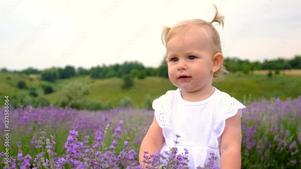 Child in a lavender field. Selective focus. Child in a lavender field. Selective focus.