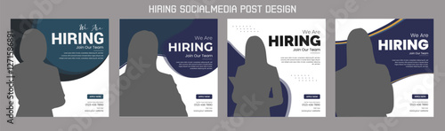 Join our team banners. We are hiring communication poster, help wanted advertising banner with speaker and vacant badge. Hr recruiting hire, vacancy job offer isolated vector signs set