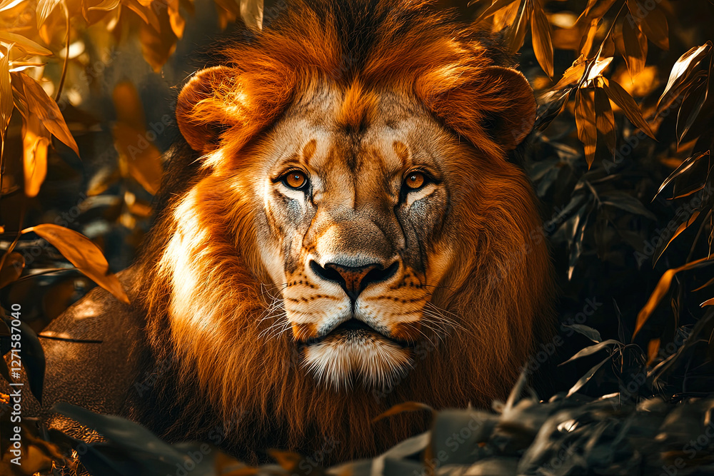 Fototapeta premium Majestic Lion in Golden Light