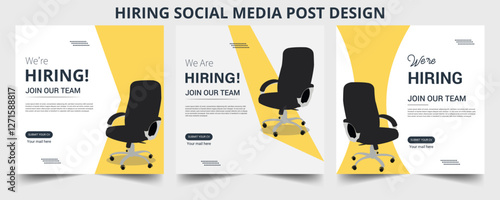 Join our team banners. We are hiring communication poster, help wanted advertising banner with speaker and vacant badge. Hr recruiting hire, vacancy job offer isolated vector signs set