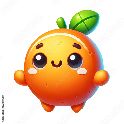 Cute 3d orange design isolated on white background