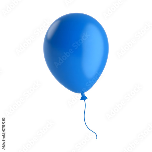 Glossy 3D Blue Balloon Icon with Smooth Curves on Transparent Background