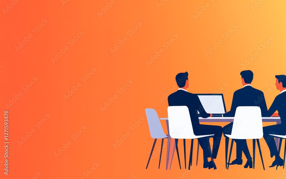 Business meeting with three professional discussing strategies at a modern workspace Business meeting with three professional discussing strategies at a modern workspace