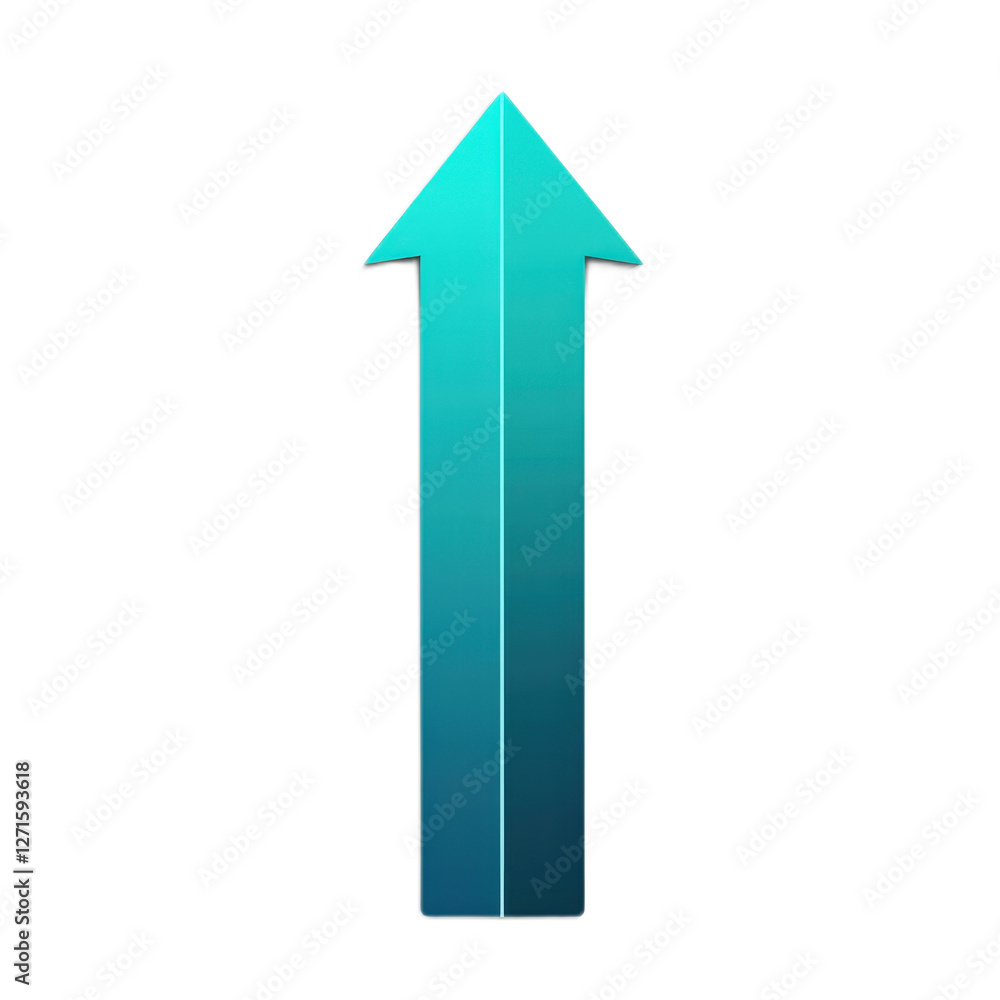 Abstract upward arrow symbol in teal color representing growth, progress, and success for various conceptual designs Abstract upward arrow symbol in teal color representing growth, progress, and success for various conceptual designs