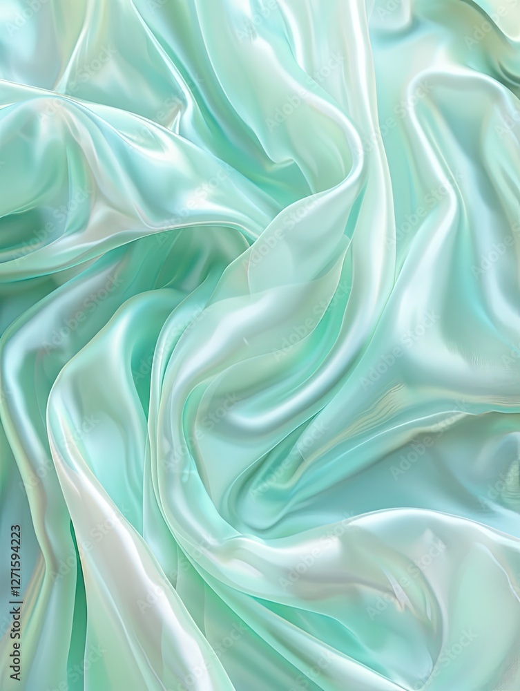 Fototapeta premium Seafoam dreams, A shimmering and ethereal abstract textile flow