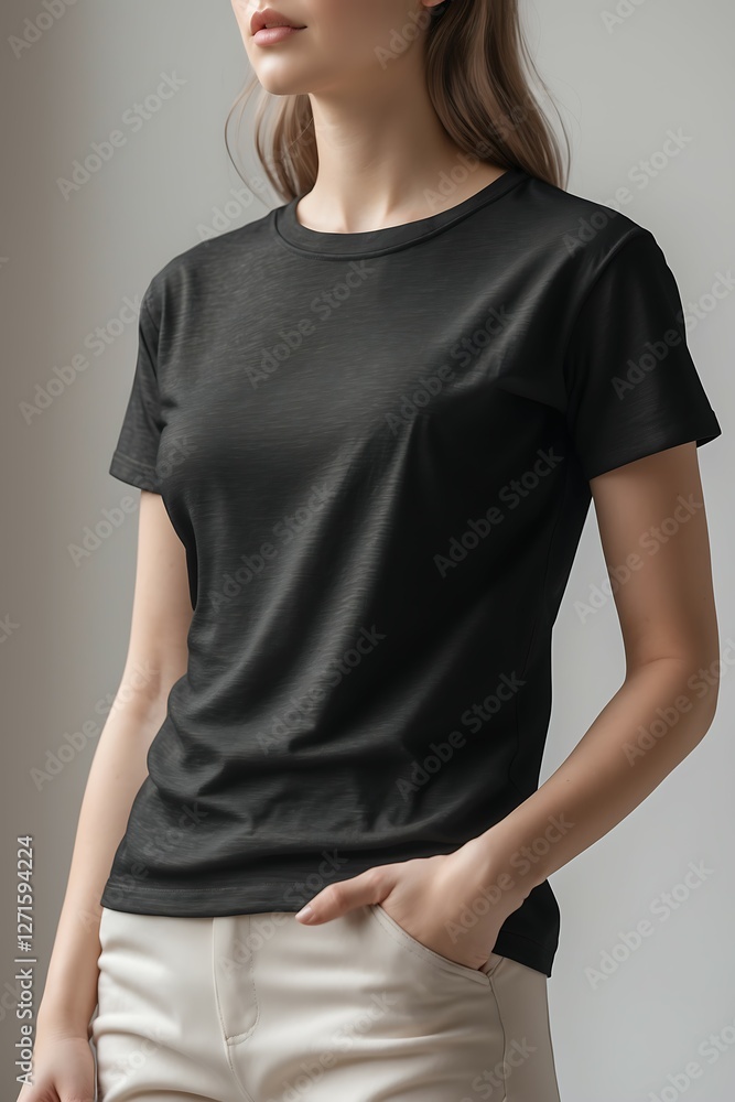 Mock Up Stylish Black T-Shirt for Casual Wear Mock Up Stylish Black T-Shirt for Casual Wear