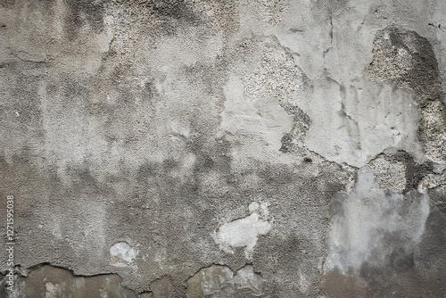 Wallpaper Mural Old gray brick wall with damaged plaster, grunge wall backgrounds. Royalty high-quality free best stock of background shattered cement surface with copy space for design backdrop, vintage tone Torontodigital.ca