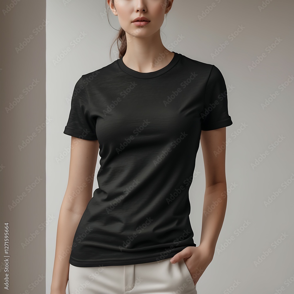 Mock Up Stylish Black T-Shirt for Casual Wear Mock Up Stylish Black T-Shirt for Casual Wear