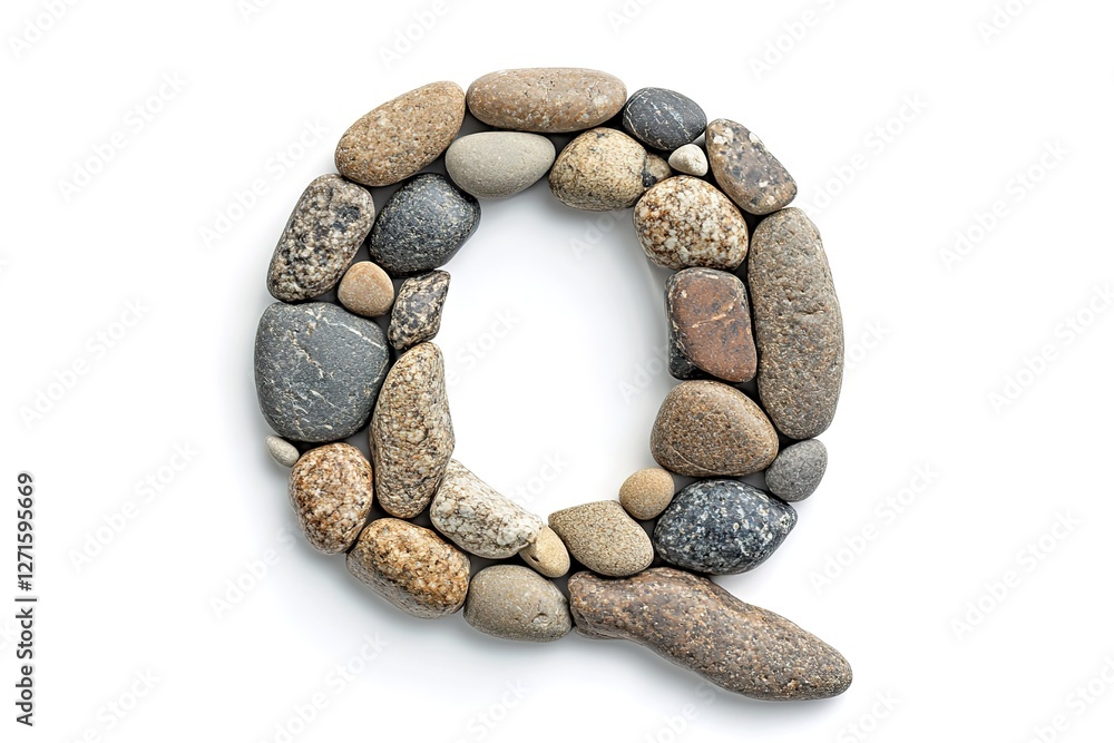 Pebble Letter Q: Creative Alphabet Design, Nature Typography, Stone Letter Q, White Background, Smooth Stones, Natural Alphabet, Eco-Friendly Font, Gravel Letter, Rock Letter Q, Handcrafted Font, Pebble Letter Q: Creative Alphabet Design, Nature Typography, Stone Letter Q, White Background, Smooth Stones, Natural Alphabet, Eco-Friendly Font, Gravel Letter, Rock Letter Q, Handcrafted Font,