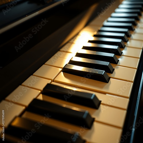 Wallpaper Mural Close-Up of Piano Keys in Warm Lighting Torontodigital.ca