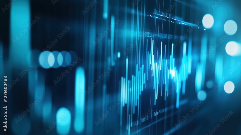 Fototapeta premium Digital Audio Waveform Visualization in Blue, Sound Frequency Analysis Background for Music and Technology Graphics, Stock Image for Creative Projects