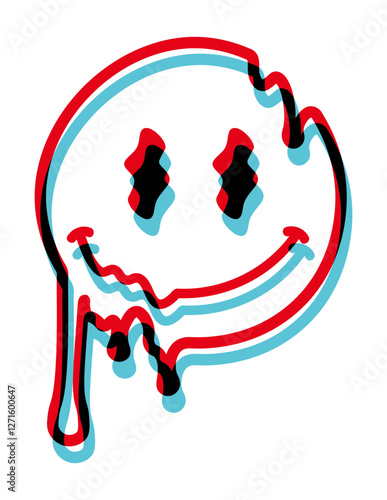 Tableau sur toile 3D drippy smiley face