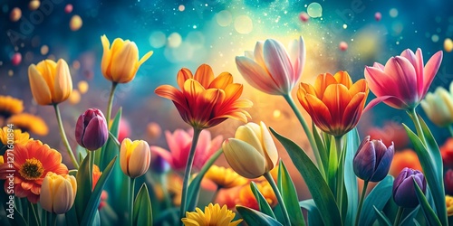 Flowers Romantic Spring Background Design