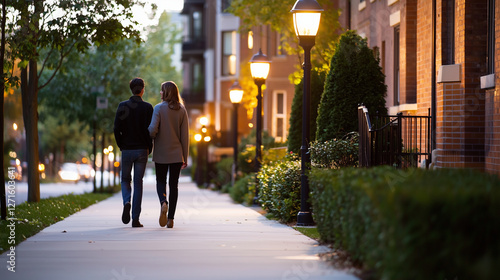 Wallpaper Mural A peaceful stroll along a quiet urban street with friends Torontodigital.ca