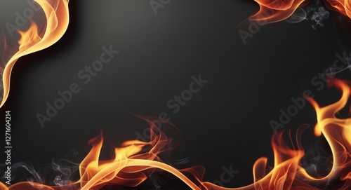 Flames creating a fiery border on a black background.