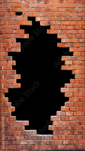 Wallpaper Mural Hope and freedom concept, old red brick wall with black hole background. Royalty high-quality free best stock of broken brick wall with black hole isolated background Torontodigital.ca