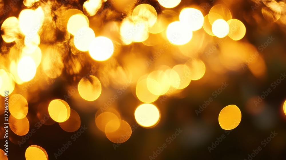 Fototapeta premium Golden bokeh lights background perfect for holiday decorations, photography, and creative projects. Soft focus sunset glow pattern with warm tones.