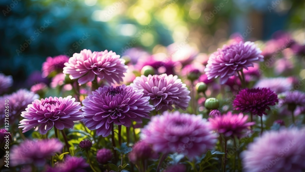 Autumn Chrysanthemum Blooms in a Garden: Vibrant and Beautiful Flowers Autumn Chrysanthemum Blooms in a Garden: Vibrant and Beautiful Flowers