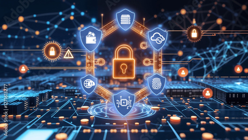 Cyber ​​security and Tech warning or scam concept. Hackers utilize AI (Artificial Intelligence) algorithms to automate attacks, online scamming, criminal hacker, Cyber thief, fraud, AI robot hacking.