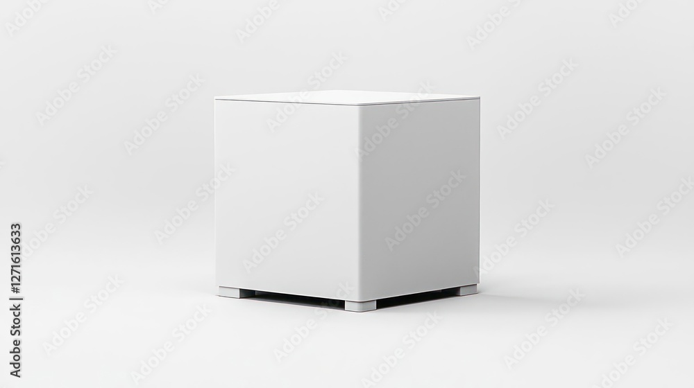 White Cube Geometric Shape on White Background White Cube Geometric Shape on White Background