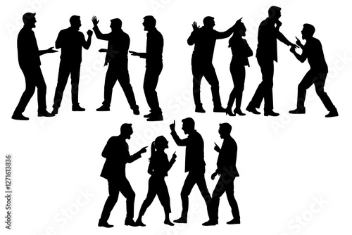 shadow shilloute People  are showing quarrel gesture Yelling at each other