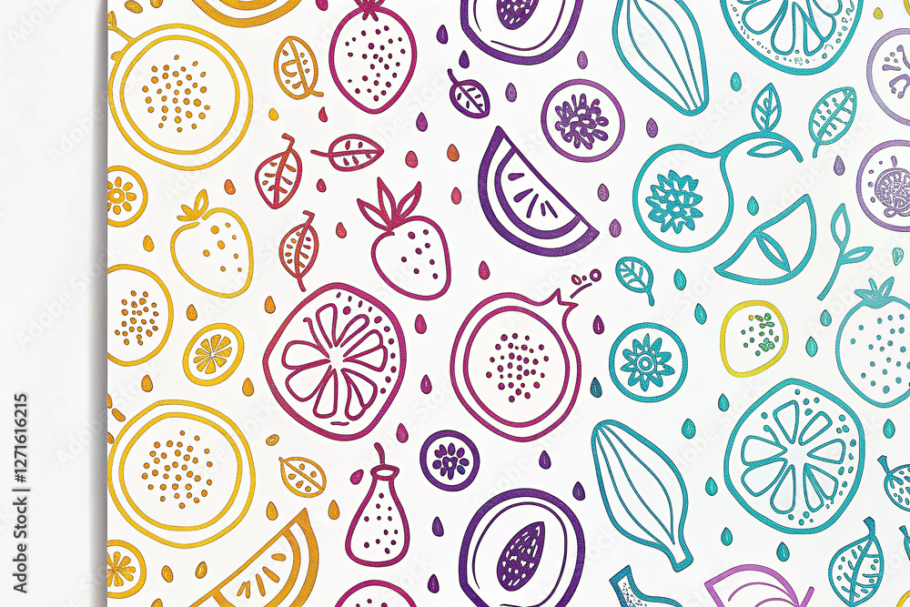 Colorful fruit slices seamless pattern, background with vibrant design Colorful fruit slices seamless pattern, background with vibrant design