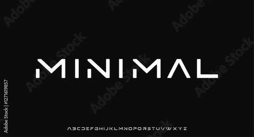 Minimal futuristic modernity letters, creative design, stylish modern font, sleek geometric elegant visual communication, tech branding, logo and headline. Vector typeset
