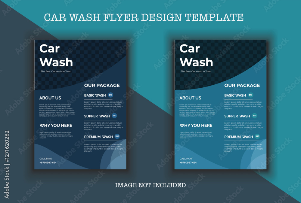 Fototapeta premium Car wash flyer design professional car service brochure design, car, service, repair, garage, foam, clean, shine, bubbles, automobile, drive, engine, a4 print ready template.