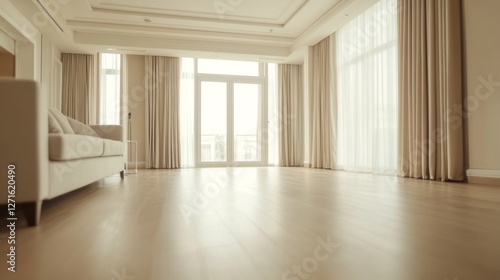 Wallpaper Mural Modern living room with large windows and light colored furniture Torontodigital.ca