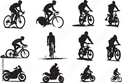 Cyclists and Motorcyclists Silhouettes