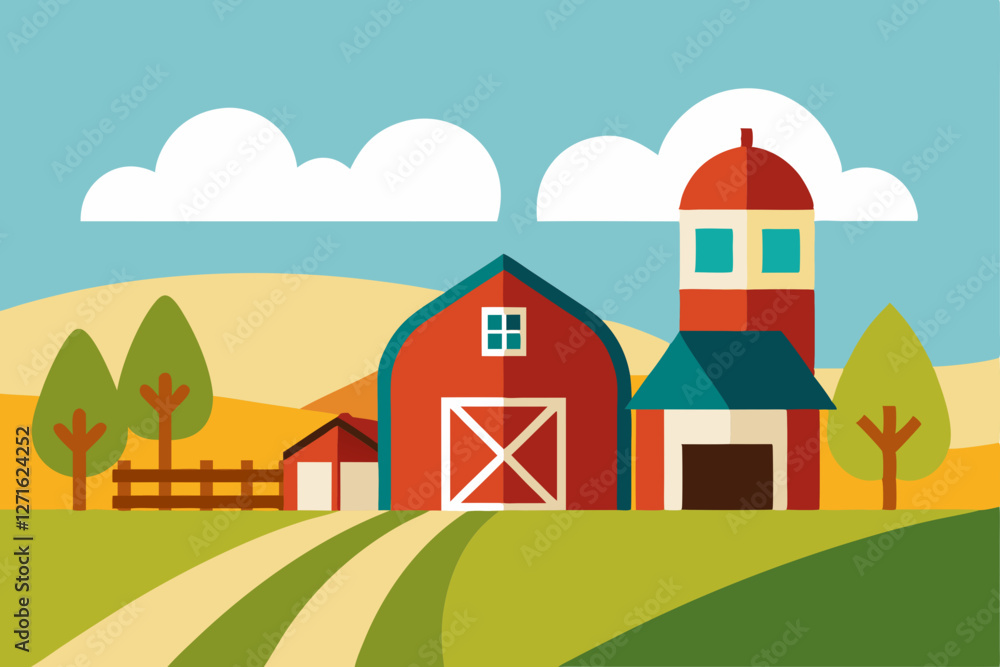 Fototapeta premium rural landscape with house
